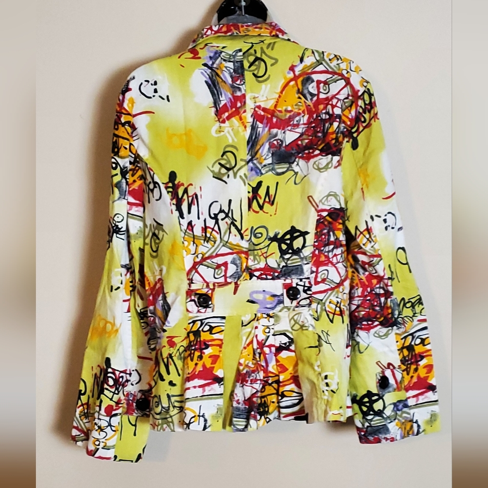 Designer Gabriella Molinari Artsy Linen Jacket 12 - Picture 3 of 7